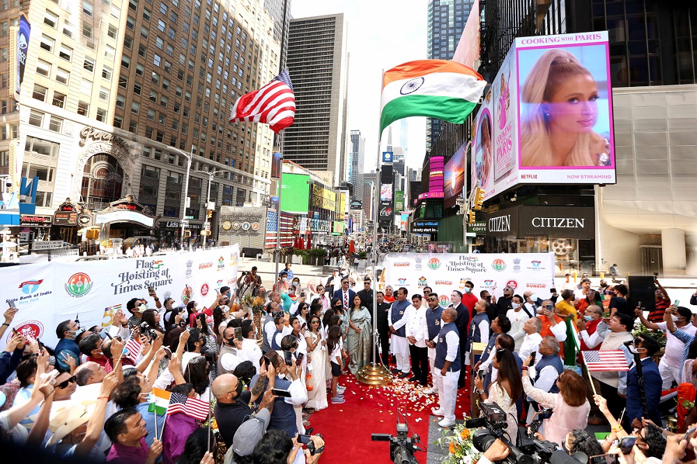 Biggest tricolor unfurled at Times Square on India’s 75th Independence Day